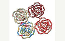4 Batik Large Wood and Fabric Laser Cut Cutout Rose Findings 2" diameter mixed designs cho0065
