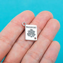 10 - Silver Metal PASSPORT Charm Pendants 18x12mm . chs0286