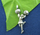 10 Antique Silver CHEERLEADER Cheer Charm Pendants .  28x13mm  chs0585