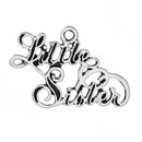 5 Little Sister Antique Silver Charms Pendants, sorority or family charms, chs2297
