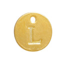 10 Letter L Alphabet Charms Gold Plated Monogram, double sided round disc letter charms, dot charms, 12mm, (1/2"),   chg0456