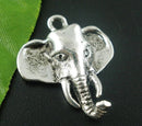 10 Antique Silver Tone Metal Pewter ELEPHANT Head Charms chs0719