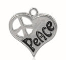 4 Silver Tone Metal Heart Cutout PEACE Stamped Charm Pendants chs0969