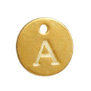 10 Letter A Alphabet Charms Gold Plated Monogram, double sided round disc letter charms, dot charms, 12mm, (1/2") chg0458