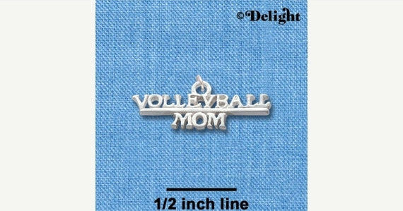 1 Silver Plated Charm Pendant, VOLLEYBALL MOM  chs1129