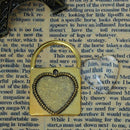 Antiqued Gold Pendant Heart Glass Cabochon Kits, Key Lock, 3/4" Bezel Tray, for charms, jewelry, key chains, 10 sets kit0003