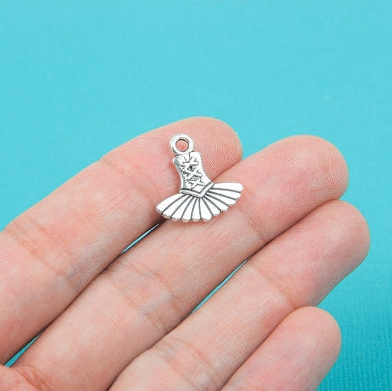 8 - Silver Tone Metal TUTU DRESS Charm Pendants chs0006