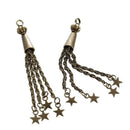 2 Bronze STAR Tassel Pendant Charms, gold plated metal, 3.25" long chb0425