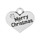 20 bulk package Antique Silver Rhinestone "Merry Christmas" Heart Charm Pendant 17x14mm  chs1393b