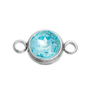 2 LIGHT BLUE Aquamarine Crystal Rhinestone Drop Connector Links, Stainless Steel Charm, 18x10mm, chs2756