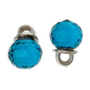 5 Crystal Dot Charm Drops, Caribbean CAPRI BLUE, 10mm, Silver Tone Metal Bail chs1762