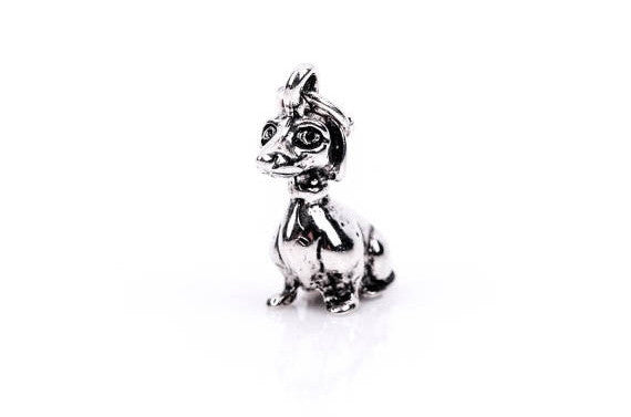 3D Sitting PUPPY Dog Sterling Silver Charm Pendant,  pms0065
