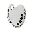 5 Antique Silver ARTIST PAINT Palette Carved Charm Pendants (can hold ss10 rhinestones) chs1779