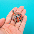 1 RHINESTONE BASKETBALL Pendant .orange crystals, black enamel, silver base  chs0108