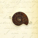 AMMONITE FOSSIL gemstone  link connector charm, sterling silver handmade bezel pms0264