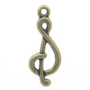 8 Bronze Metal TREBLE CLEF Music charm pendants. 27mm x 11mm. chb0026