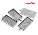 2 Large Rectangle Pendant Bezel Trays, Antiqued silver tone metal, Frame for resin or glass, 2" long chs1654