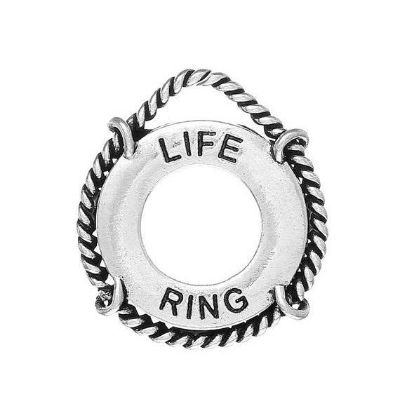 4 Antique Silver Life Preserver LIFE BUOY Carved Charms chs1771