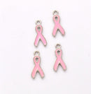 10 PINK BREAST Cancer Awareness Ribbon Charms or Pendants che0493