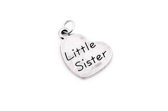 LITTLE SISTER Heart Sterling Silver Charm Pendant,  pms0116