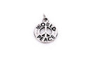 Round WORLD PEACE Sign Symbol Sterling Silver Charm Pendant,  pms0179