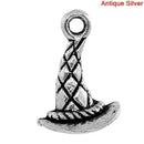6 Antique Silver 3D WITCH Hat Charm Pendants  chs1289