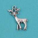 4 Silver Pewter CHRISTMAS REINDEER Charm Pendants, chs2217