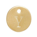 10 Letter Y Alphabet Charms Gold Plated Monogram, double sided round disc letter charms, dot charms, 12mm, (1/2") chg0466
