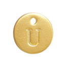 10 Letter U Alphabet Charms Gold Plated Monogram, double sided round disc letter charms, dot charms, 12mm, (1/2") chg0468
