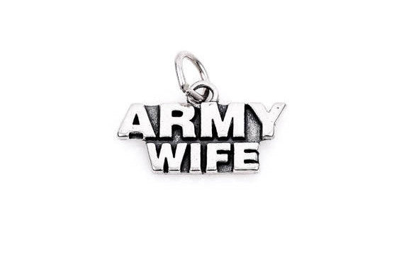 ARMY WIFE Sterling Silver Charm Pendant,  pms0122