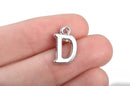 8 Letter D Alphabet Charms Silver Plated Monogram, 15mm, chs2588
