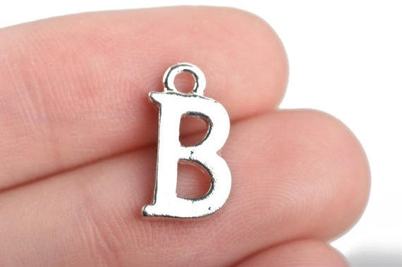 8 Letter B Alphabet Charms Silver Plated Monogram, 15mm, chs2577