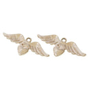 5 Light Gold Plated Angel Wing Charm Pendants, heart in center, chg0166