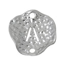 5 Silver letter A connector Charms, Monogram A Charms, Alphabet A, hammered metal, 1/2" diameter domed connector links, findings, chs2255