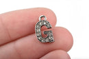 4 Letter G Monogram Initial Letter Charms, Rhinestones embedded in silver metal, 15mm (5/8")  chs2631
