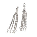 2 Silver Tone ROPE CHAIN Tassel Pendant Charms with teardrop accent charms, about 3" long  chs2414