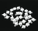 200 Tiny Silver Plated Puffy Heart Charm Tags  8x6mm . bulk package  chs0769b
