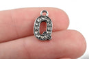 4 Letter Q Monogram Initial Letter Charms, Rhinestones embedded in silver metal, 15mm (5/8")  chs2641