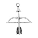 5 ARCHERY BOW and Arrow Charm Pendants, Silver Pewter   chs1915