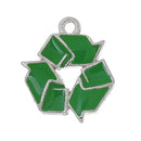 4 Enamel REDUCE REUSE Recycle Dark Green Charm Pendants . che0487