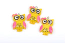 3 Resin OWL Charm Pendants, YELLOW, cha0180
