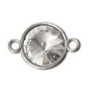 4 CLEAR Rivoli Charm Connector Links, 15mm Crystal Glass in Silver Bezel chs1563