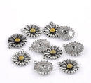 25 Two-tone SUNFLOWER Charm Pendants, bulk package, chs0779b