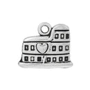 ROME COLOSSEUM Charm, Heart of Italy, Antiqued Silver Tone Pewter Charm Pendants, 4 pcs chs1820