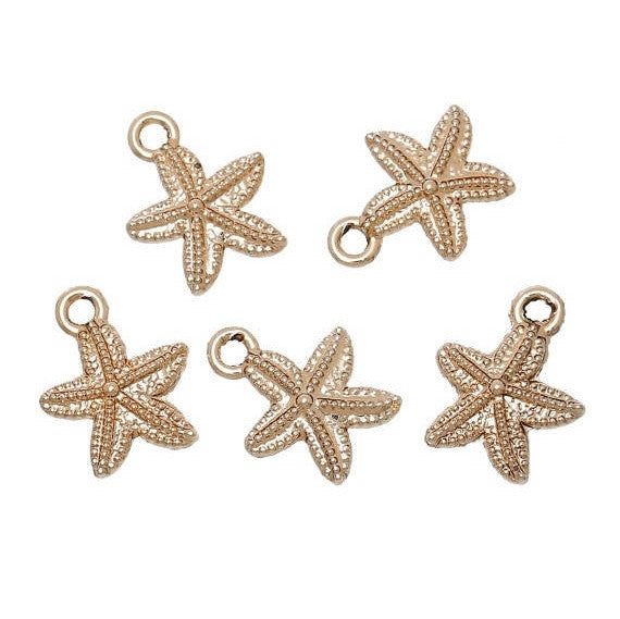 10 Light Gold STARFISH Charm Pendants, 15x12mm, chg0490