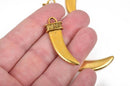 5 Large HORN or CLAW Tusk Charm Pendants, gold oxidized, 40x13mm, chg0438