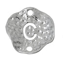 5 Silver letter C connector Charms, Monogram C Charms, Alphabet C, hammered metal, 1/2" diameter domed connector links, findings, chs2361