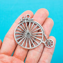 2 Silver Pewter PENNY FARTHING Old Fashioned Bicycle Charm Pendants  50x46mm . chs0279