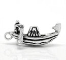 5 Silver Tone Metal Gondolier CANOE BOAT Charm Pendants chs1987