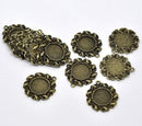 5 Cameo Bezel Frame Charm Pendant Blanks . fits 14mm round cabochon, Bronze Metal, chb0414